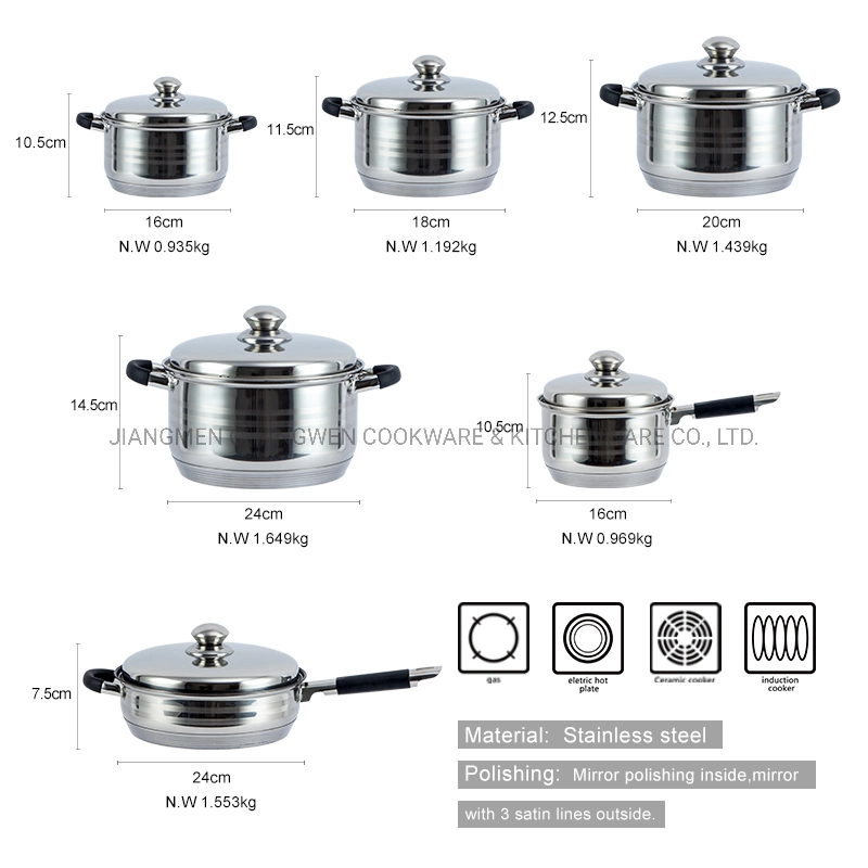 12 PCS Belly Shape Induction Cooker Casserole Cookware Set with Nonstick Frypan