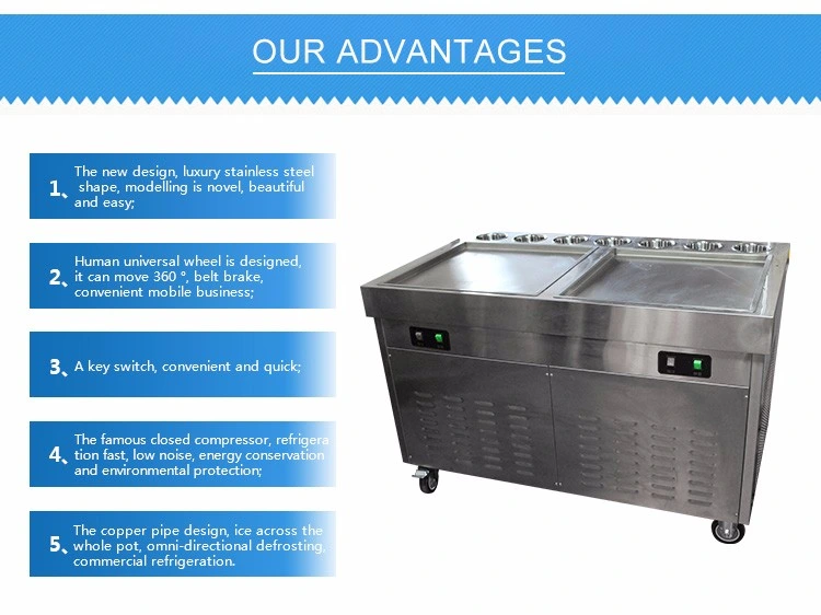 High Efficiency Commercial Fry Ice Cream Square Pan Machine Malaysia