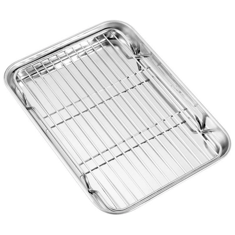 Rectangular Bake Pan Baking Tray Sheet with Cooling Rack