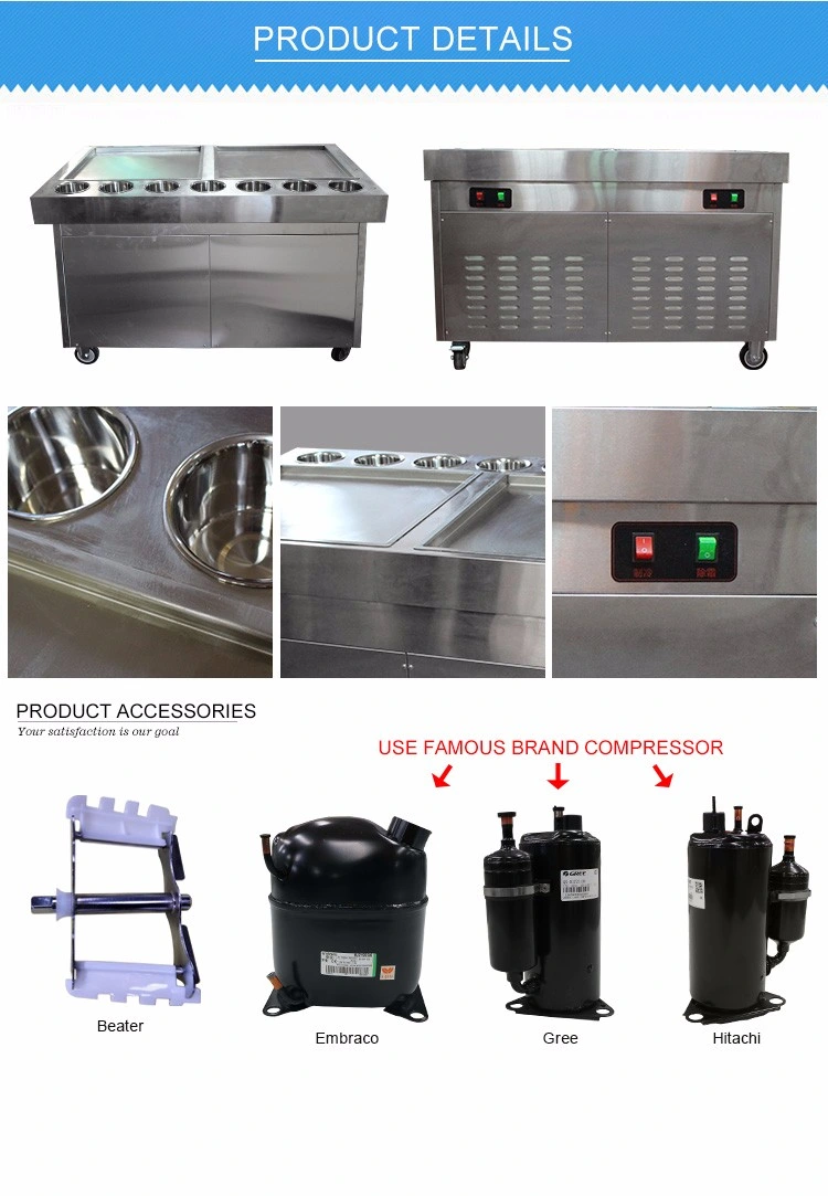 High Efficiency Commercial Fry Ice Cream Square Pan Machine Malaysia