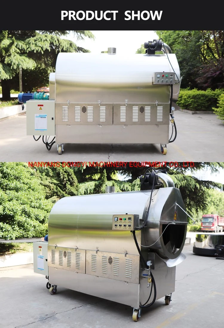 Dongyi Lq-300 Gas Cocoa Bean Roaster Machine Nuts Roasting Machine with Large Cooling Mixing Tray/Chicken Roasting Machine