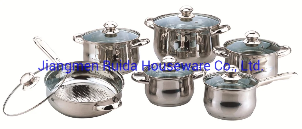 Stainless Steel Cookware Set 12PCS Kitchen Ware Set in Belly Shape