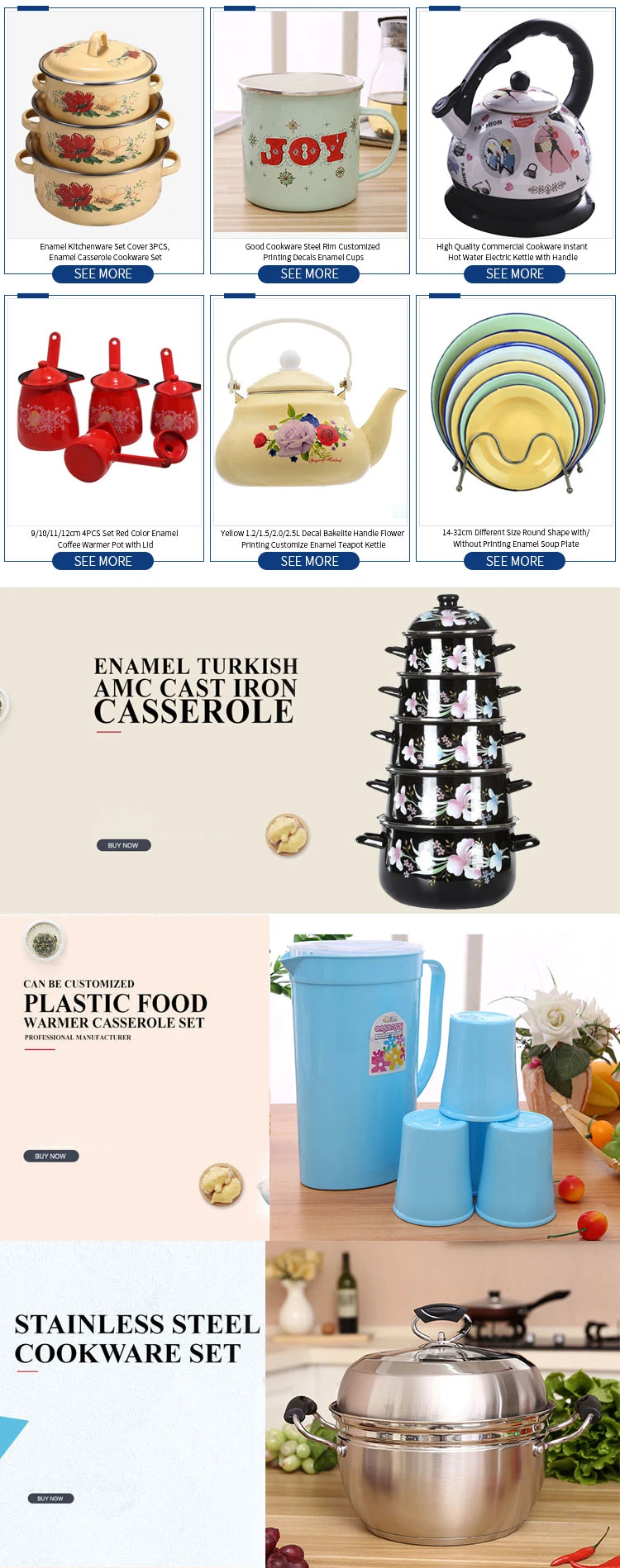 10PCS Hot Style Wholesale Stainless Steel Belly Soup Pot Kitchenware Cooking Casserole Set