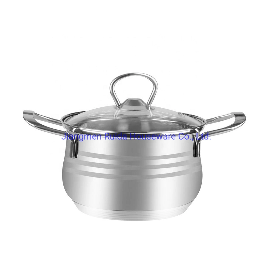 6PCS Belly Shape Stainless Steel Kitchenware Cookware Casserole Cooking Pot for Ideal Kitchen