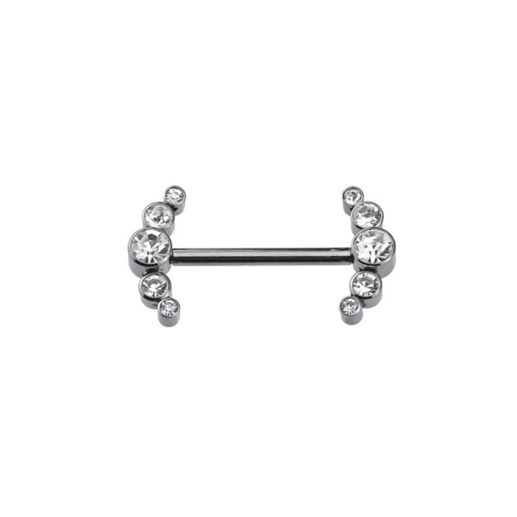 G23 Titanium Zircon Nipple Ring Double Cut Head Nipple Nail Diamond Body Piercing Jewelry Tpn032