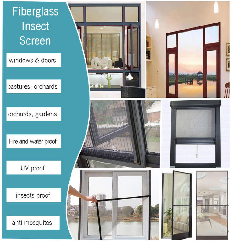 100g-120g 18X16 Fiber Glass Mosquito Mesh Fiberglass Insect Mesh Fly Net Fiberglass Window Screen