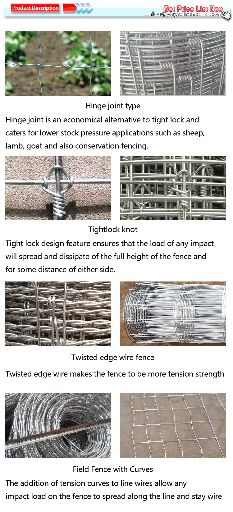 Common Galvanized High Tensile Steel Wire Hinge Joint Fence
