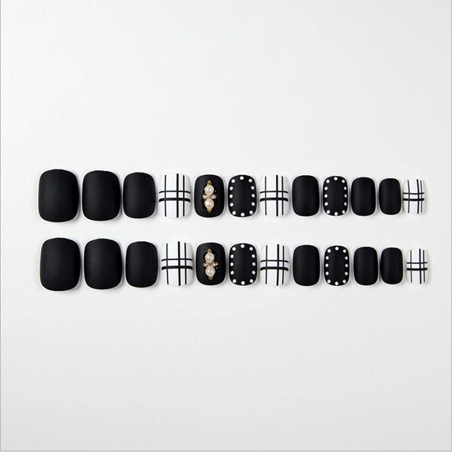 Black Matt Wearable Products Japanese Summer Removable Iced Bean Paste False Nails