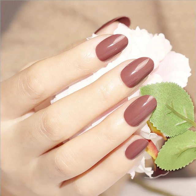 Round Head Solid Color Wearable Products Japanese Summer Removable Iced Bean Paste False Nails