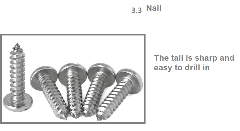 Hardware Stainless Steel Tapping Screw DIN7971 Slotted Pan Head Self-Tapping Screw Nail Screw