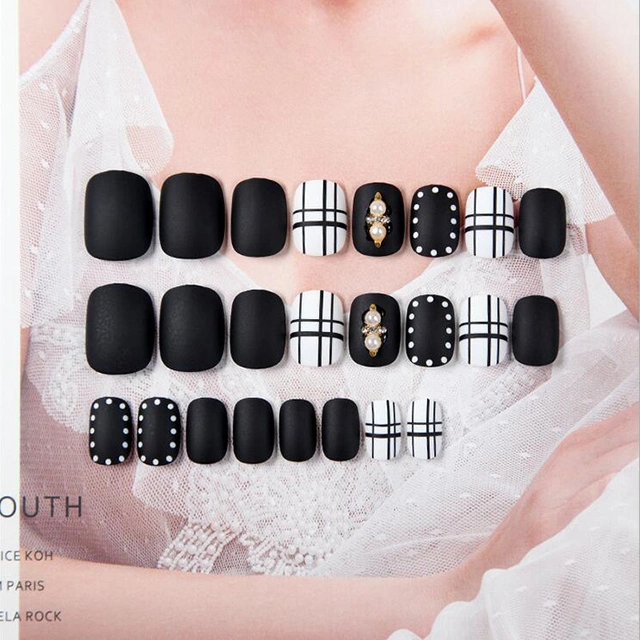 Black Matt Wearable Products Japanese Summer Removable Iced Bean Paste False Nails