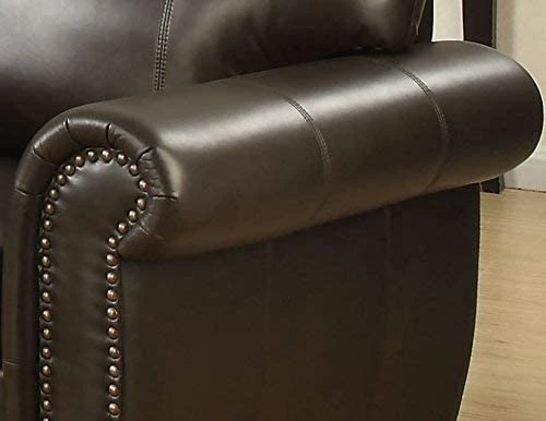 Traditional Stationary Arm Chair Fabric Sofa Living Room with Accented Nail Head Trim, Brown