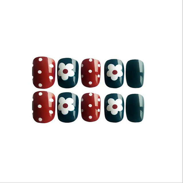 Chinese Red Round Head Wearable Products Japanese Summer Removable Iced Bean Paste False Nails