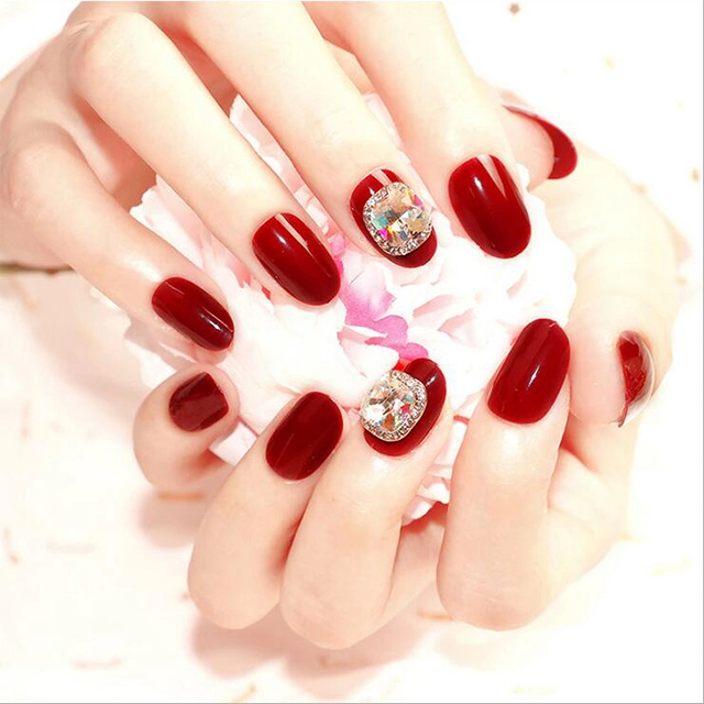 Short Round Head Red Wearable Products Japanese Summer Removable Iced Bean Paste False Nails