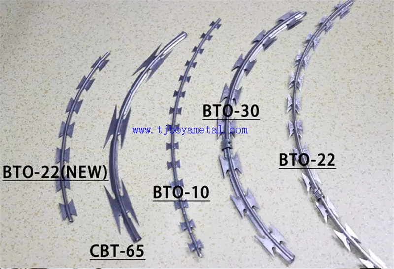 Bto10 Bto22 Bto28 Bto30 Cbt60 Cbt65 Galvanized Razor Wire/ Concertina/Wire for Fence/Alambre De Trinchera