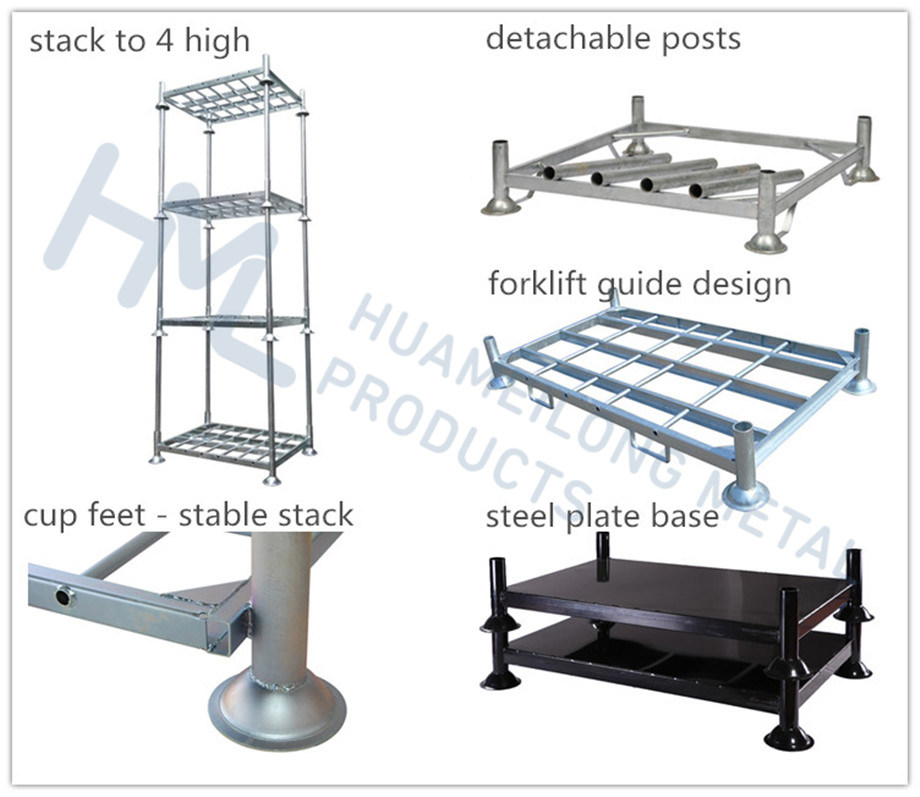 Galvanized Warehouse Steel Stackable Post Pallet for Temporary Fence Panels