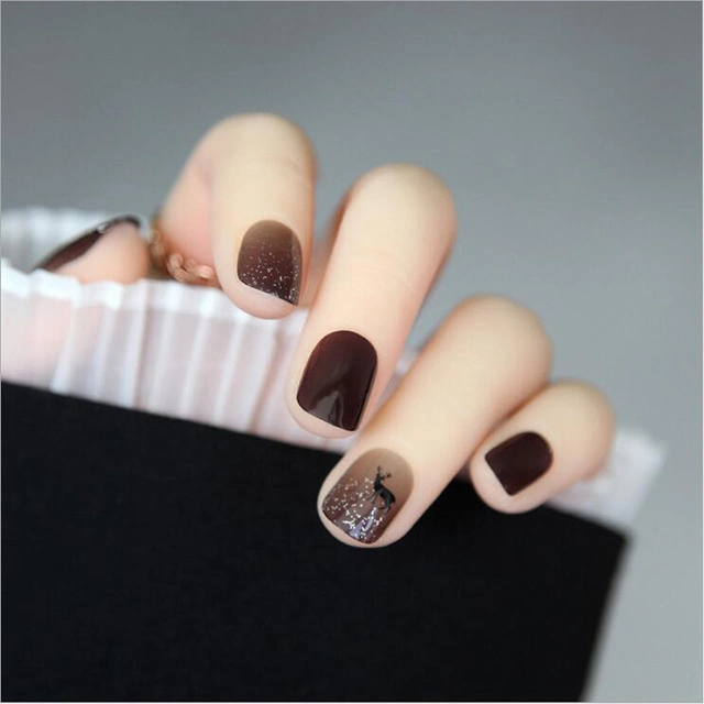 Semi-Transparent Black Elk Wearable Products Japanese Summer Removable Iced Bean Paste False Nails