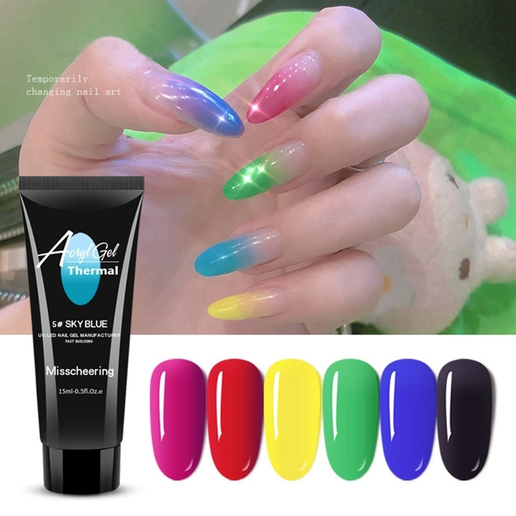 Temperature Color Changing LED UV Hard Poly Acryl Gel for Fake Nails Extension