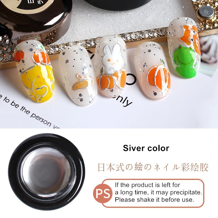 Japanese Style Gold Siver Acrylic Drawing Gel Metal Color Paint/Painting Nail Art Gel Polish
