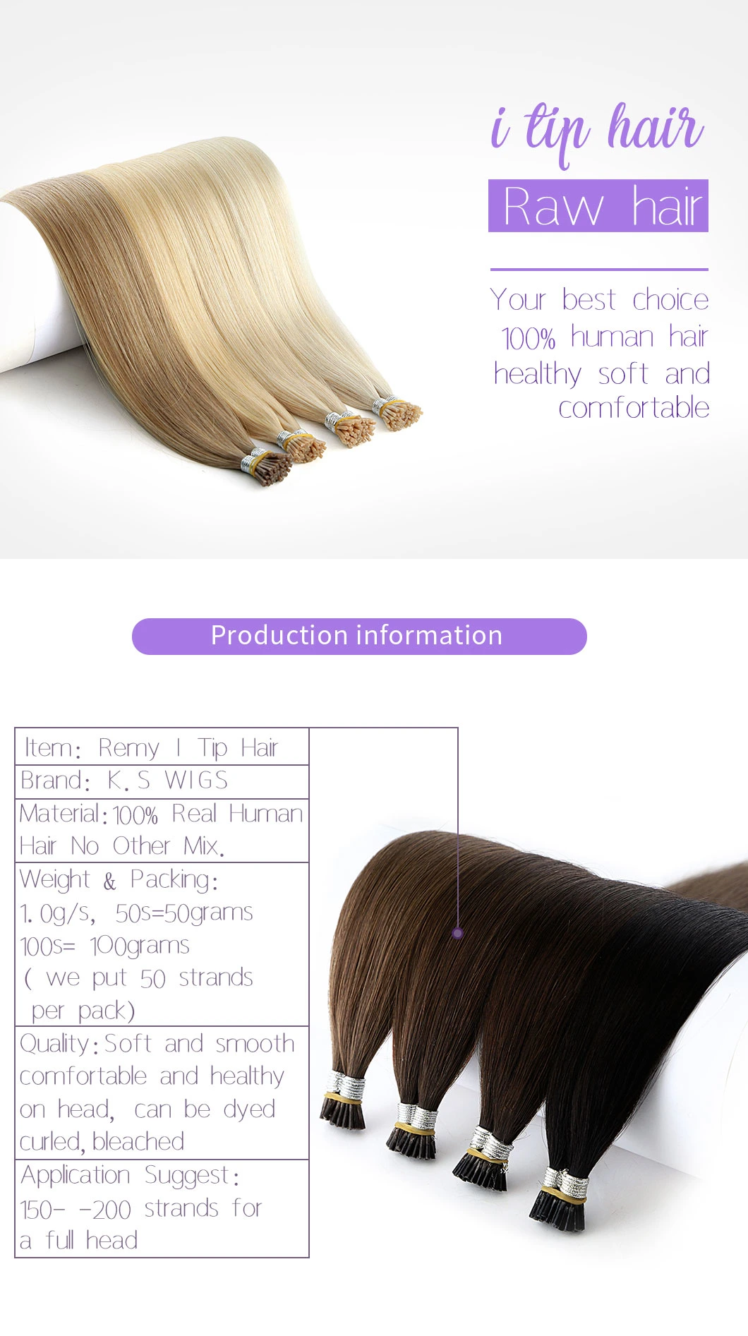 I-Tip Nail Hair Extension Fusion Keratin Brazilian Hair