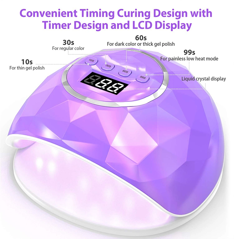 New Diamond Bright Color, Professional Rechargeable 86W LED Nail Polish Gel Lamp with UV Light