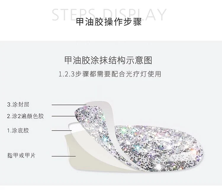 New Glitter UV Shining Long-Lasting 10ml 3D Super Diamond Nail Enamel Varnish Manicure Soak off Nail Art Gel Polish