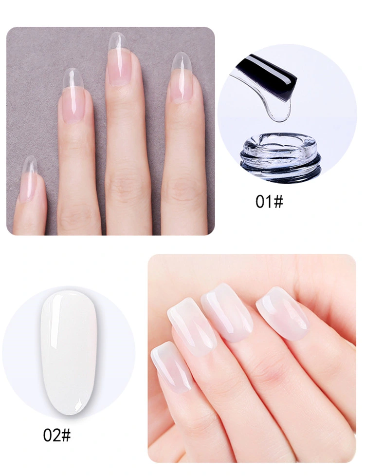 6 Colors Extension Builder Gel Nude Poly Acrylic UV Extended Nail Art Manicure Products