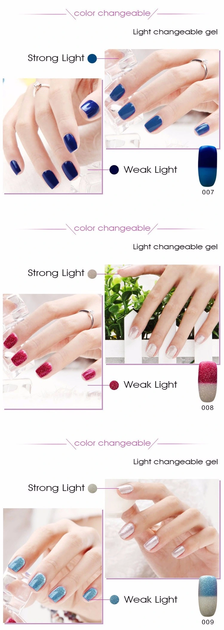 Light Changeable Nail Gel Polish, Changing Color Gel