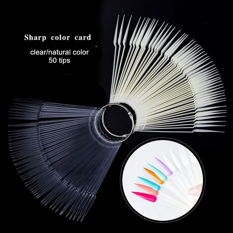 50 Tips Fan-Shape Manicure Practice Chart Tool/ Nail Art Gel Polish Color Display Card