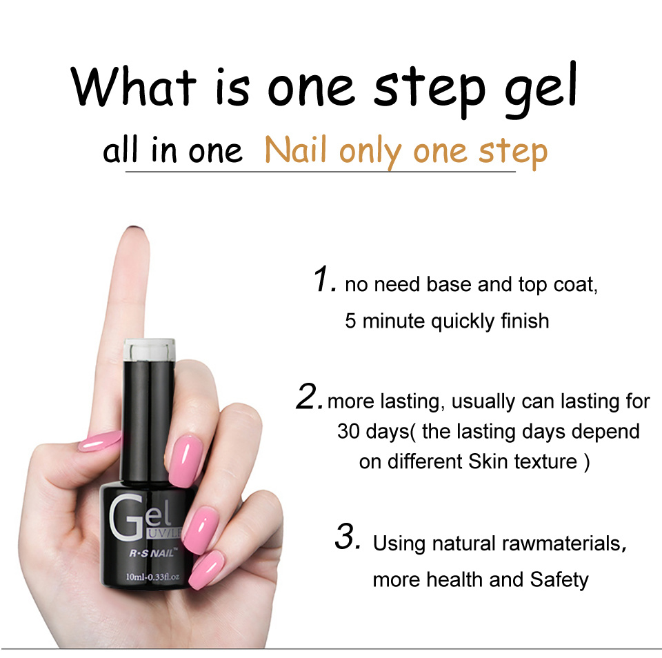 R. S Most Popular One Step Gel Polish Soak off UV Gel for Nail Art