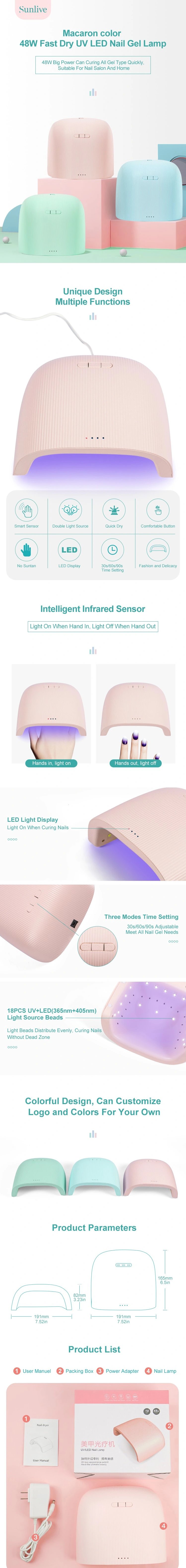 Fashion Design Portable UV LED Gel Polish Purple LED Light Nail Lamp 48W