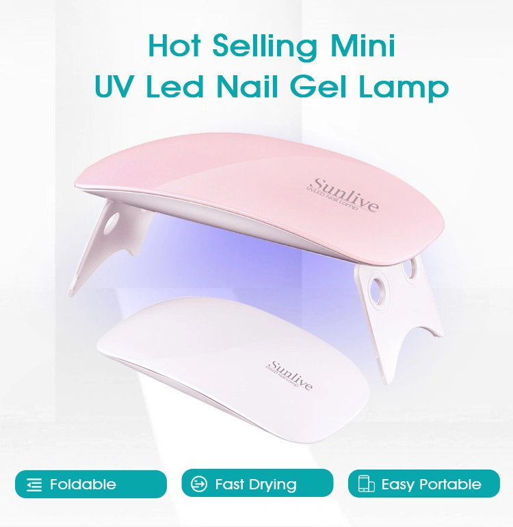 6W White Pink Nail Polish Mini Nail UV Gel LED Lamp