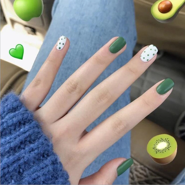 Avocado Green Fashion Luxury Classic Wearable Products Japanese Summer Removable Iced Bean Paste False Nails