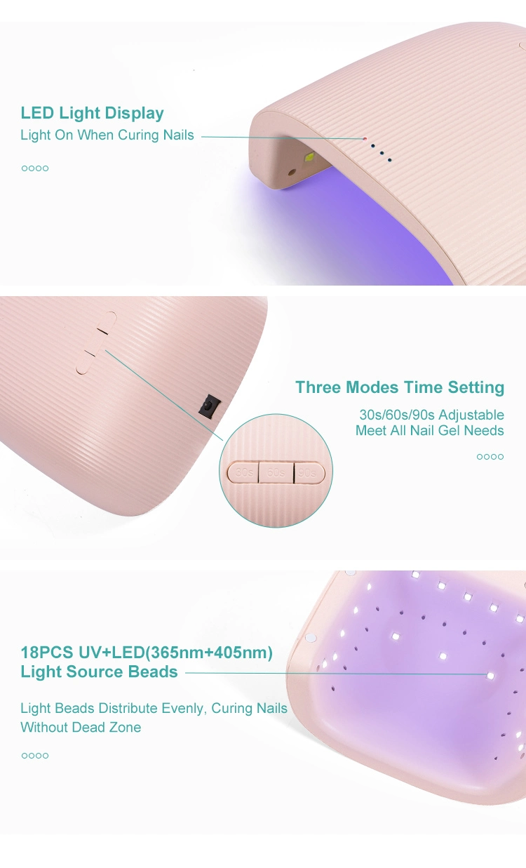 New Design Small Portable Hybrid Gel UV LED Polish Lamp Nail Art Light Pink