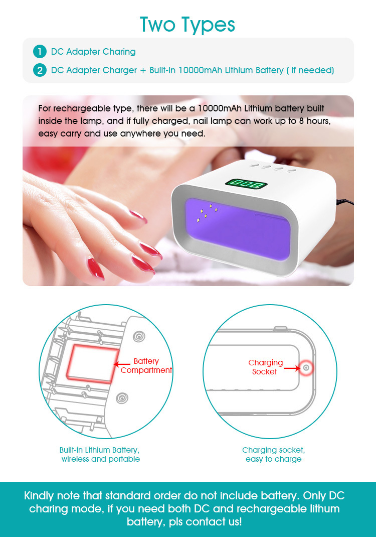 Professional Supplier Portable Nail Polish UV Gel LED Lamp Dryer for 2 Hands Private Label