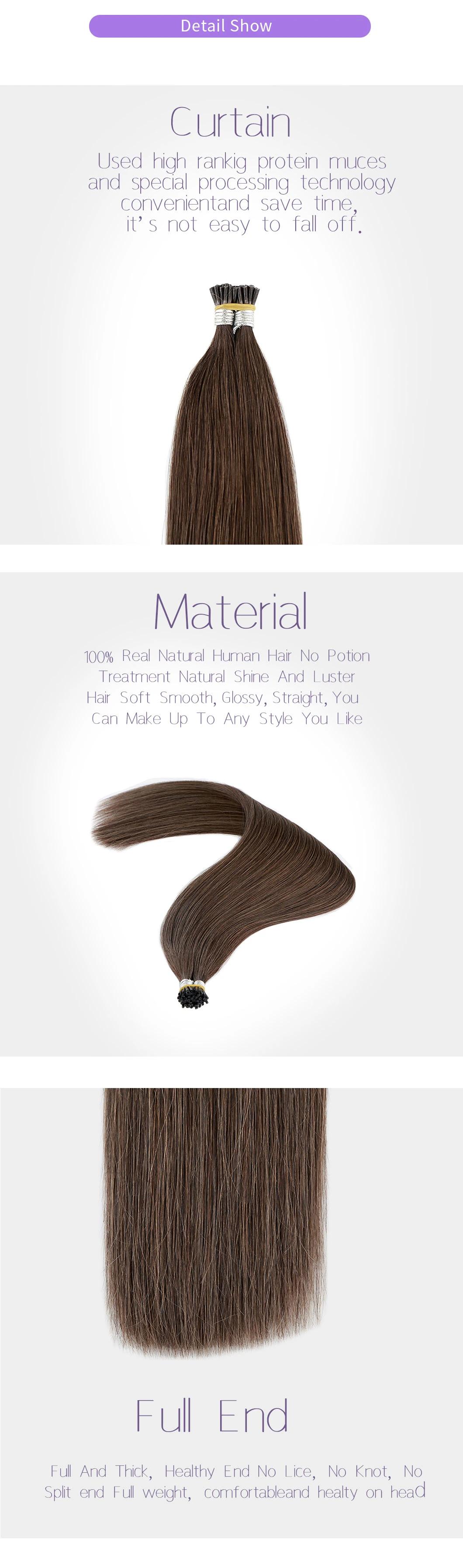 I-Tip Nail Hair Extension Fusion Keratin Brazilian Hair