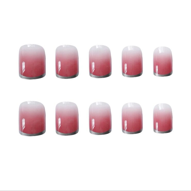 Factory Direct Sale Nail Nina463-Net Celebrity Powder Gradient False Nails Wearing Nail Art Stickers 24 Pieces of Finished Nails