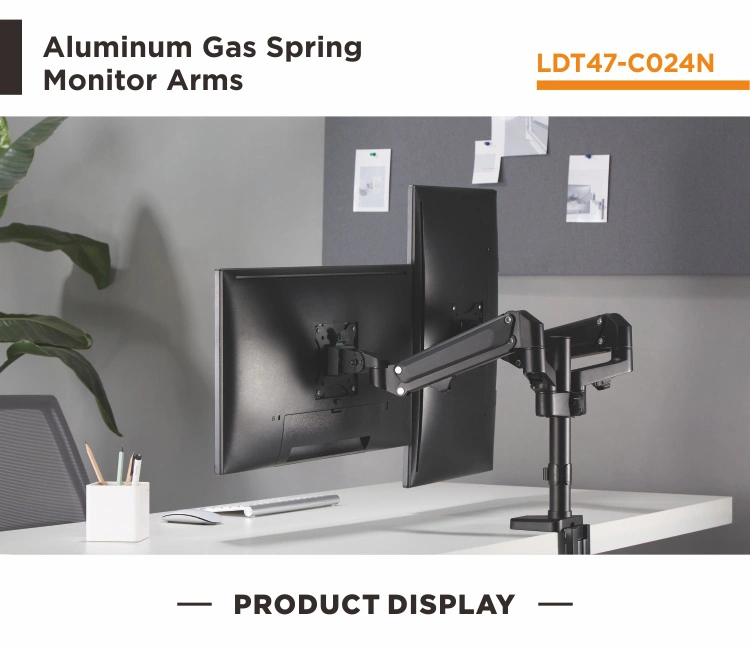 Dual Monitors Heavy-Duty Aluminum Gas Spring Monitor Arm