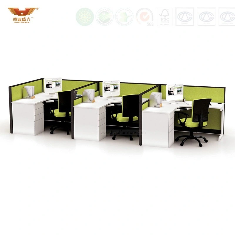 Glass Green Workplace Office L Computer Workstation Desk (HY-233)
