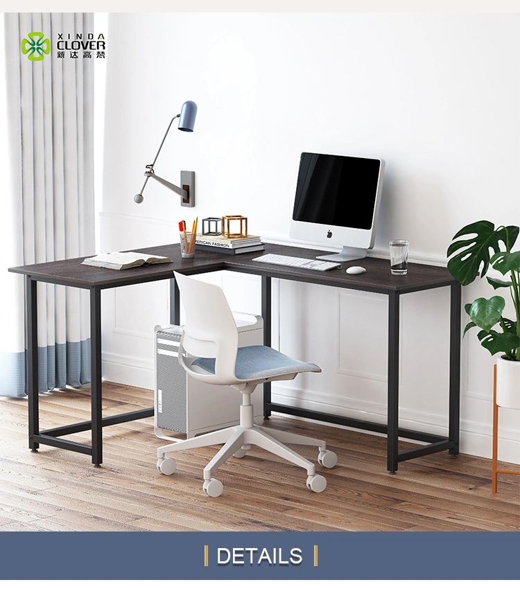 Modern Computer Desk L Shaped Study Office Furniture Wood Officetable Tube Computer Table