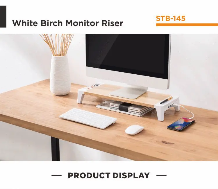 Wood Monitor Riser, Wooden Monitor Riser Stand with USB