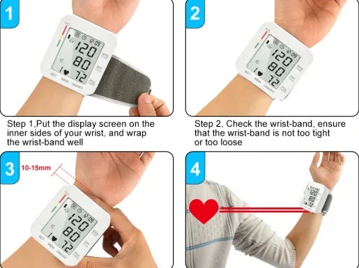 Medical Digital Wrist/Arm Automatic Blood Pressure Monitor Electronic Sphygmomanometer