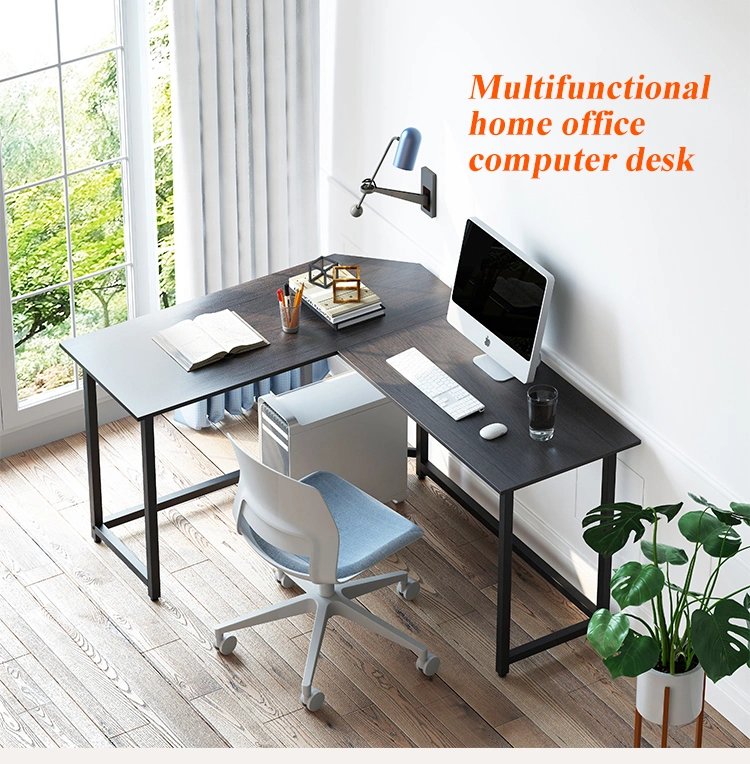 Modern Computer Desk L Shaped Study Office Furniture Wood Officetable Tube Computer Table