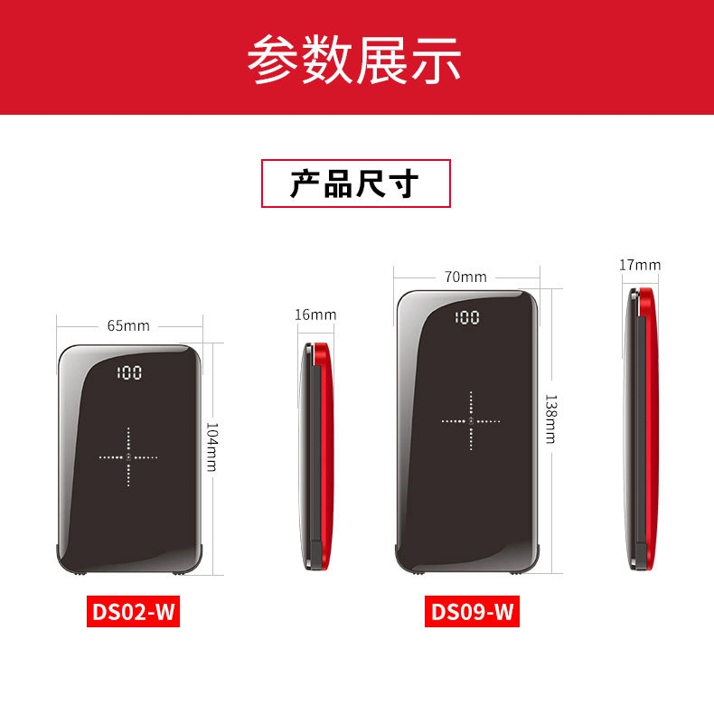 Mini Portable Power Bank with Built-in Cables LCD Display Compatible with USB-Powered Devices