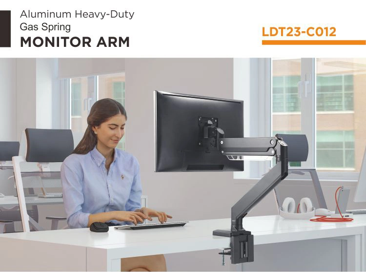 Single Monitor Aluminum Heavy-Duty Gas Spring Monitor Arm