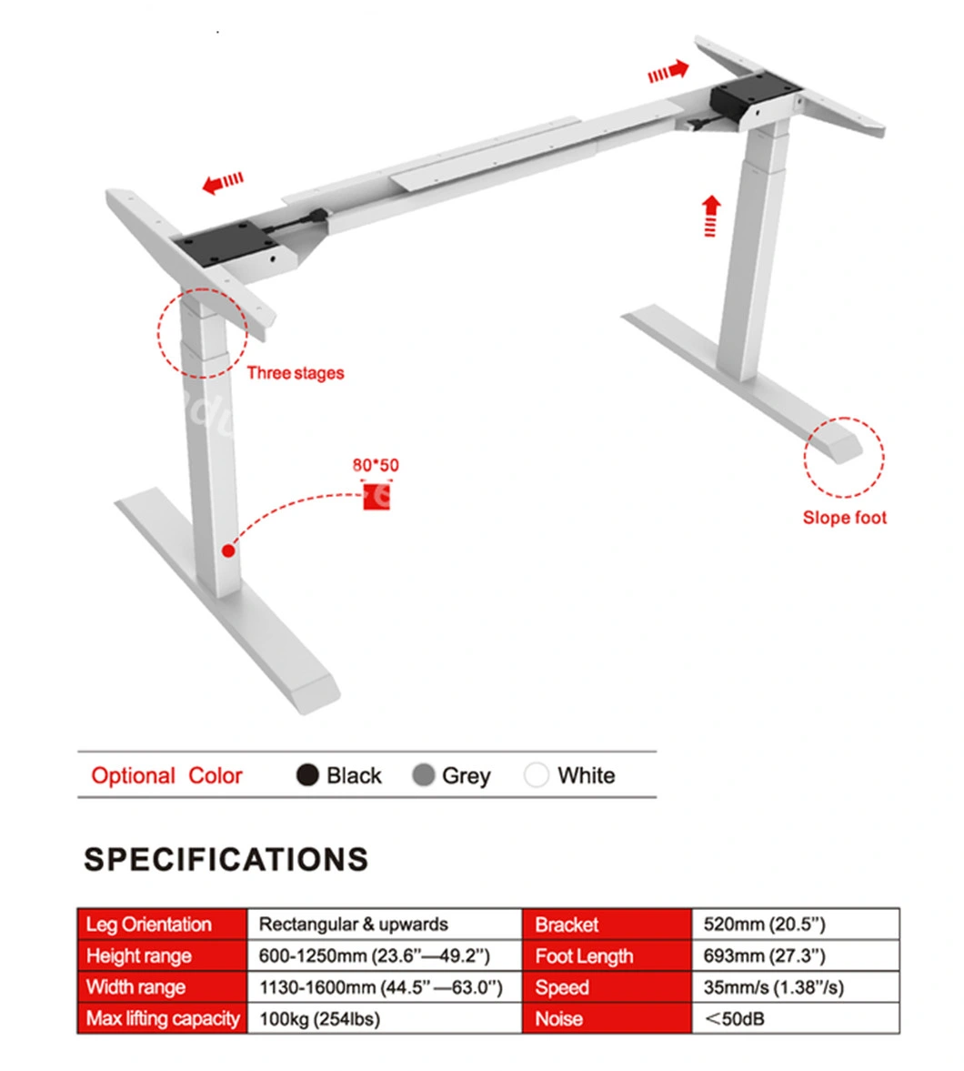 Ergonomic Office Electric Dual Motors Height Adjustable Table Leg
