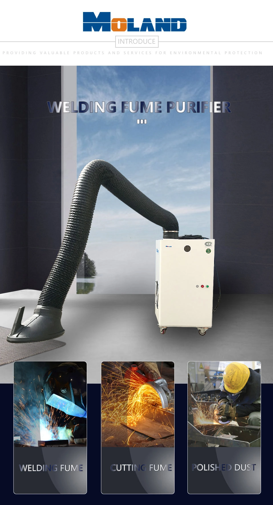Portable Dust Collector for Welding Fume Fume Extractor 2500m3/H Air Volume for One Workstation