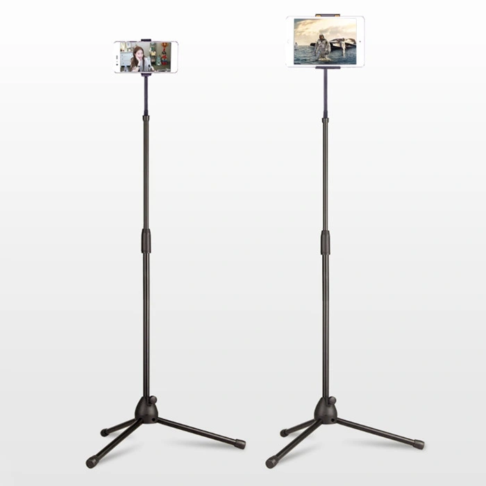 Gooseneck Tripod Base Floor Stand Adjustable Height Smartphone Tablet Holder