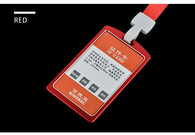 Red Aluminum Alloy Frame Badge ID Card Holder