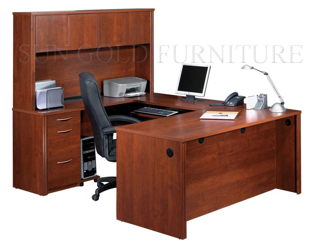 Modern Corner L Shape Computer Desk PVC Office Desk (SZ-ODT674)